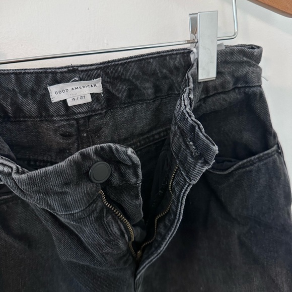 Good American Black High Rise Straight/Wide Leg Jeans - Picture 4 of 5